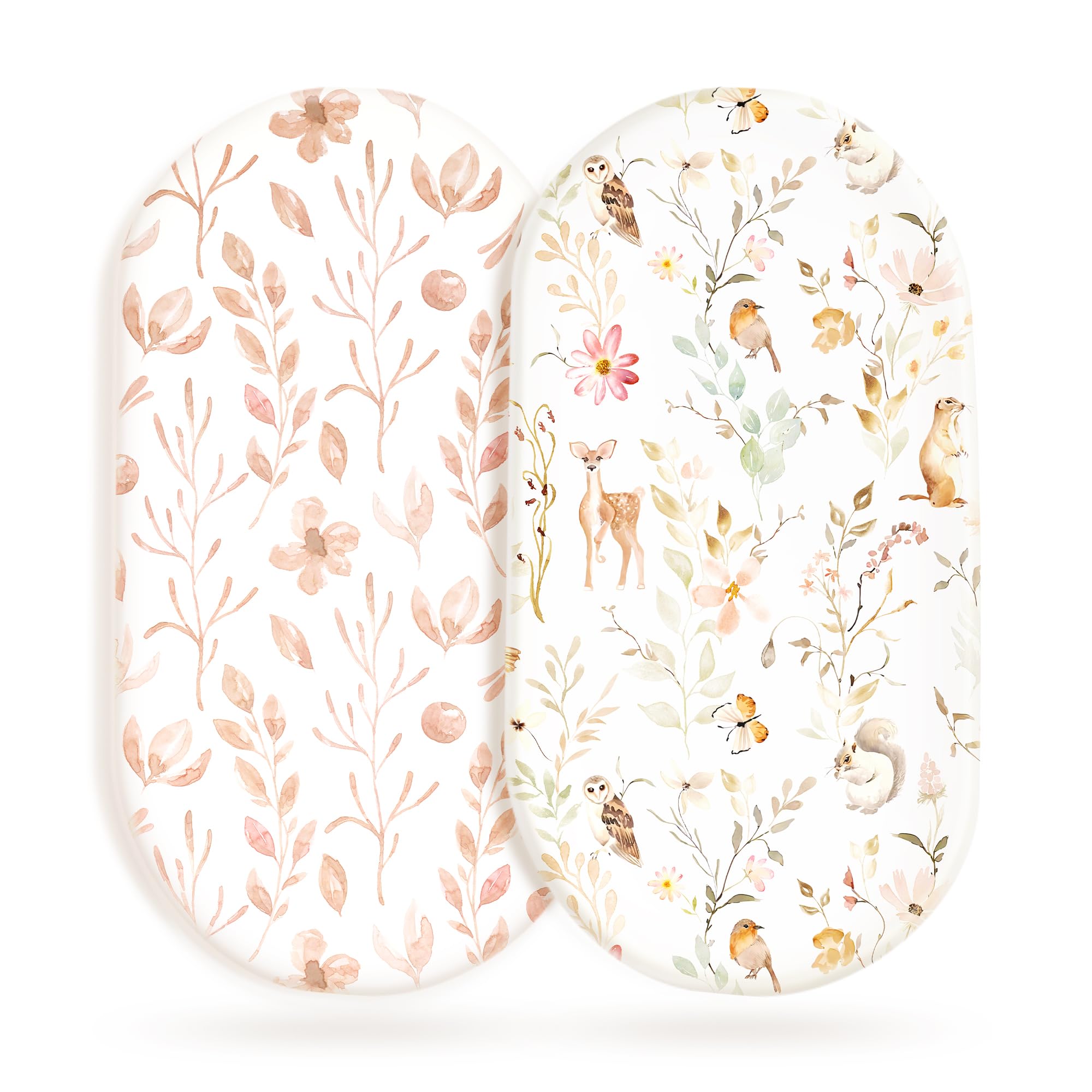 GRSSDER stretchy bassinet sheet in blush floral print offers soft baby sleep surface