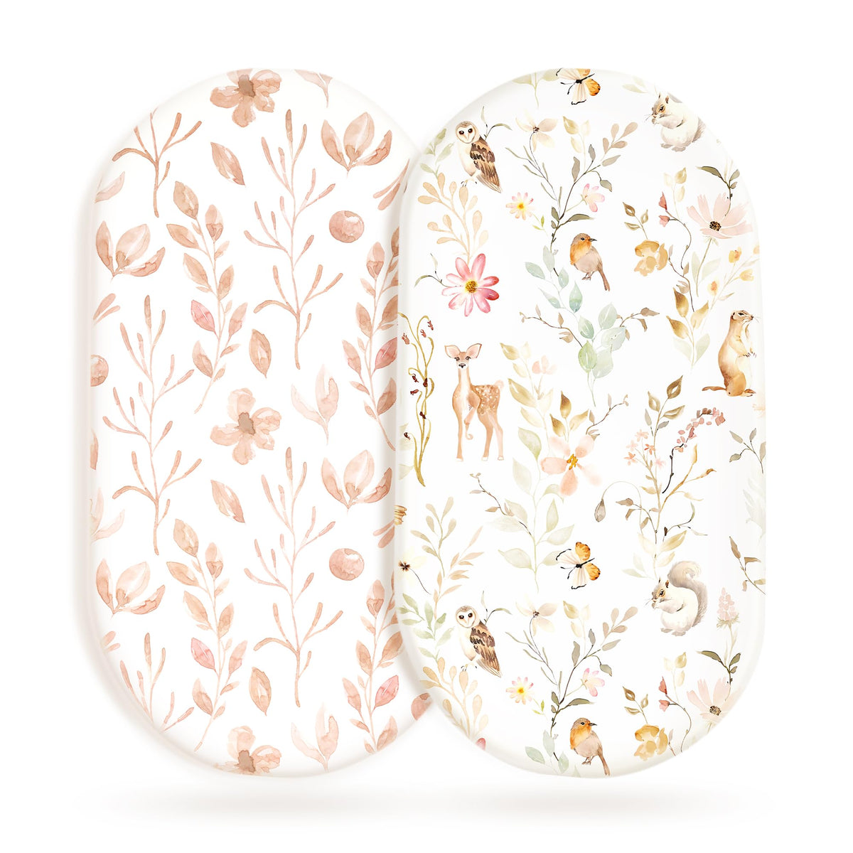 GRSSDER stretchy bassinet sheet in blush floral print offers soft baby sleep surface