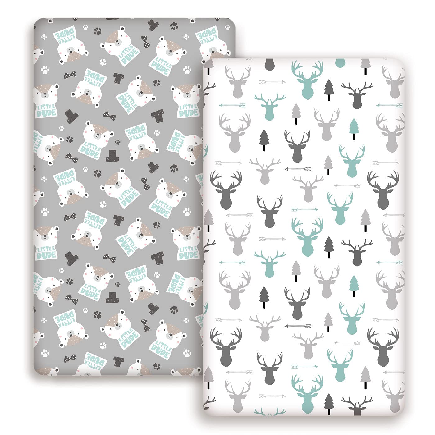 GRSSDER stretchy crib sheets two-pack shown in front view with a soft, snug fit.