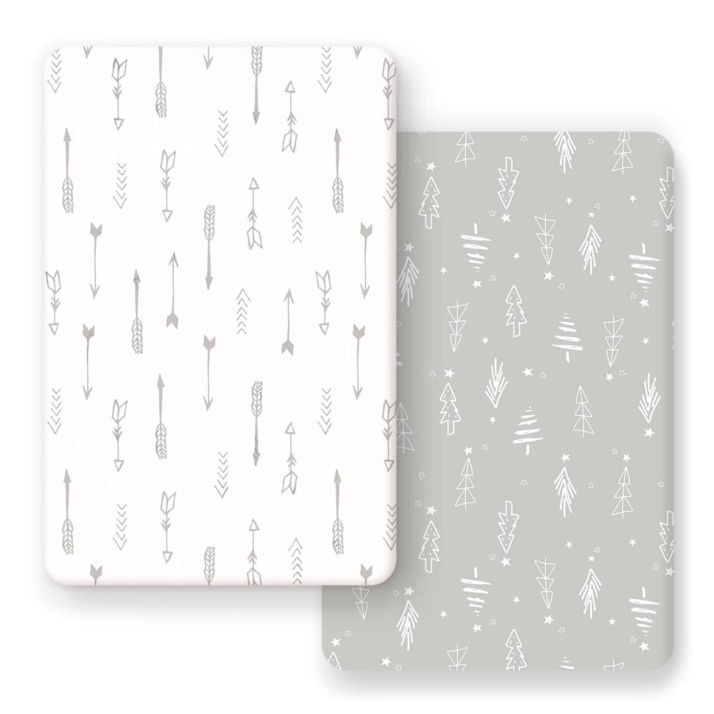 GRSSDER stretchy jersey-knit fitted Pack n Play sheets offer breathable, sweat-absorbent baby comfort.