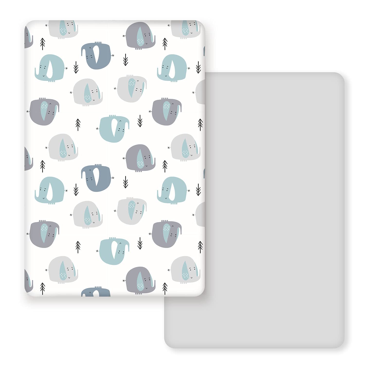 GRSSDER stretchy jersey-knit mini crib sheets with elastic pocket for secure fit.