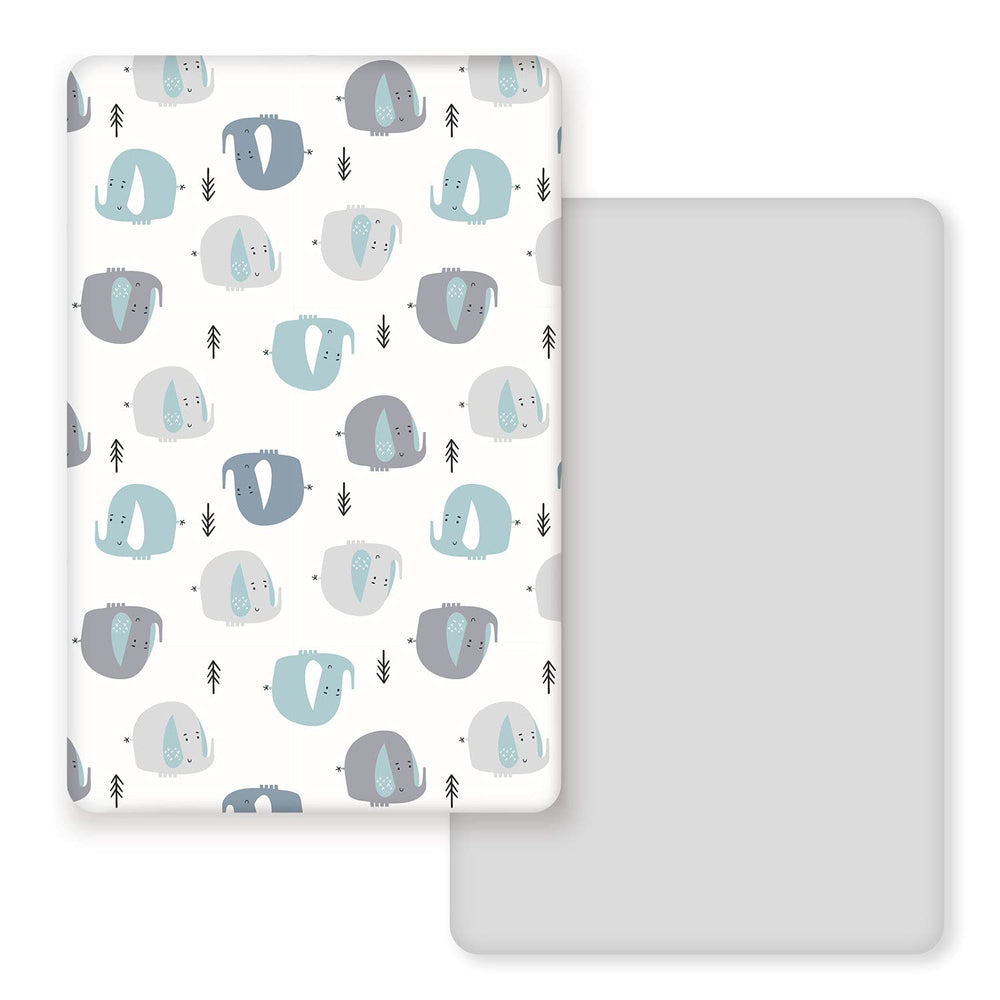 GRSSDER stretchy jersey-knit mini crib sheets with elastic pocket for secure fit.