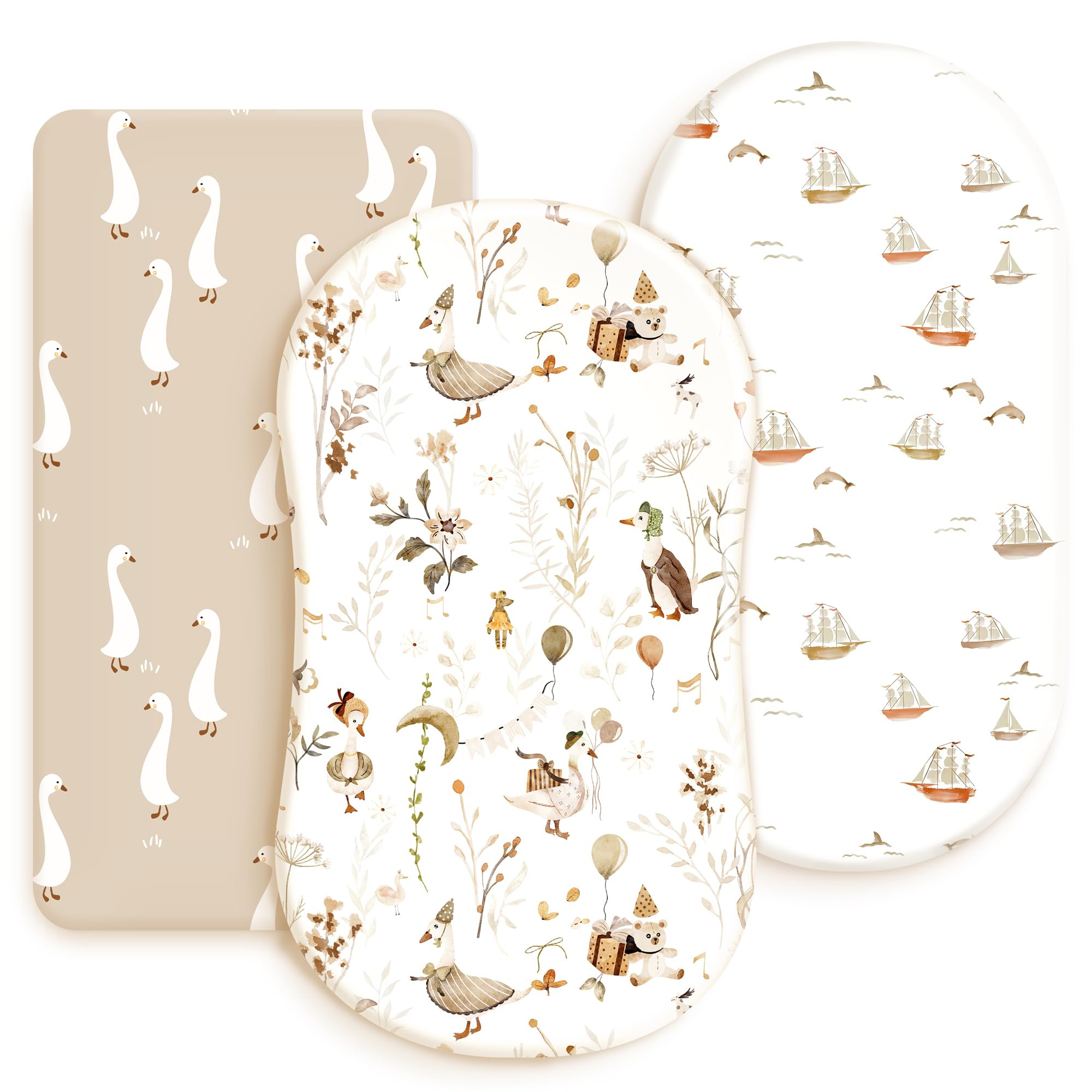 GRSSDER stretchy ultra-soft bassinet sheet fabric close-up shows breathable tee-shirt feel for baby comfort.