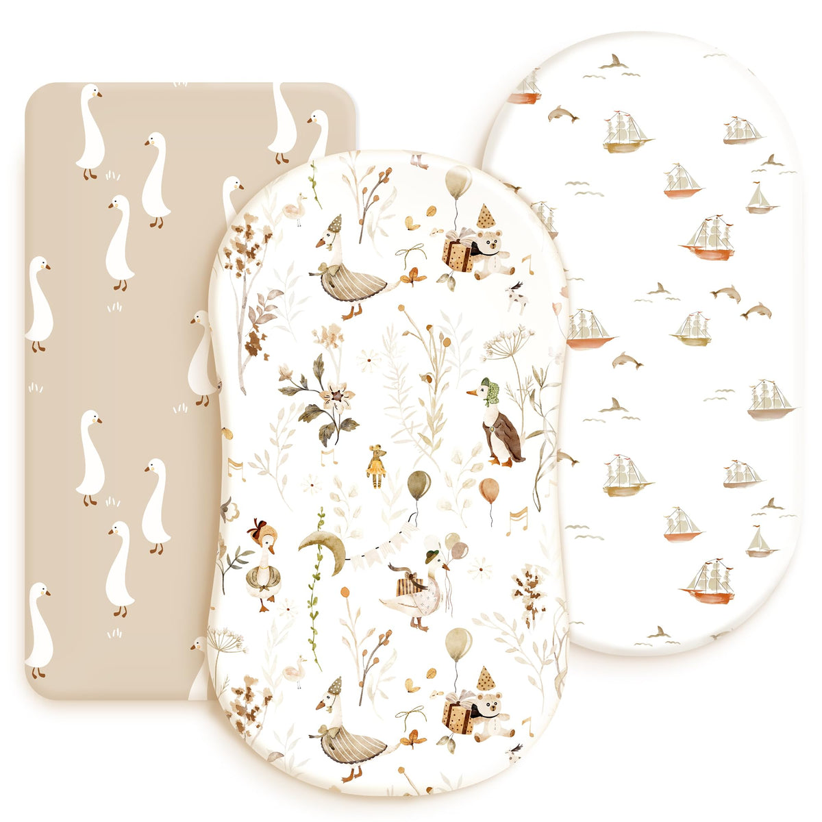 GRSSDER stretchy ultra-soft bassinet sheet fabric close-up shows breathable tee-shirt feel for baby comfort.