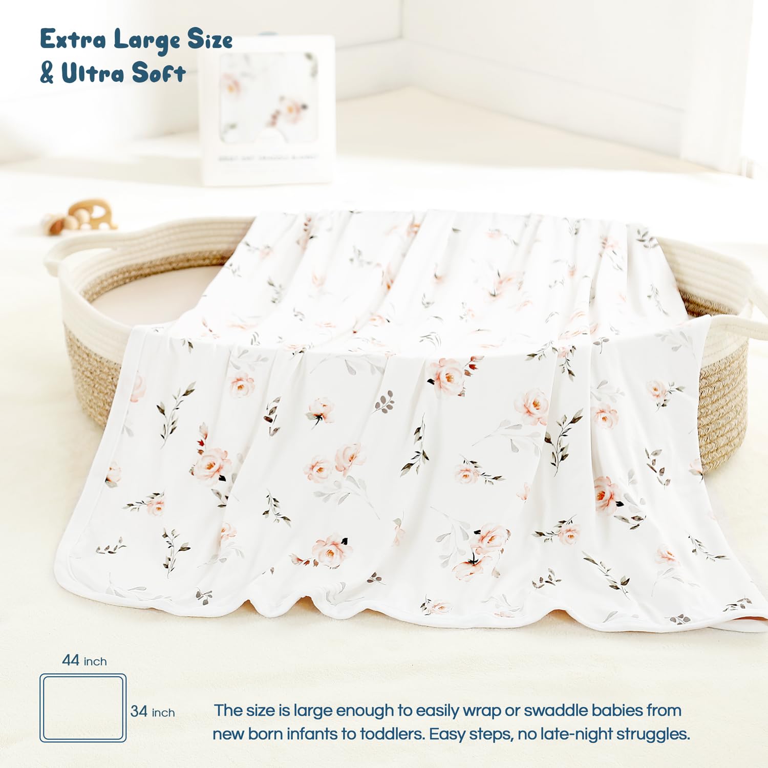 GRSSDER double-layer swaddle blanket 34x44; versatile swaddle or quilt.