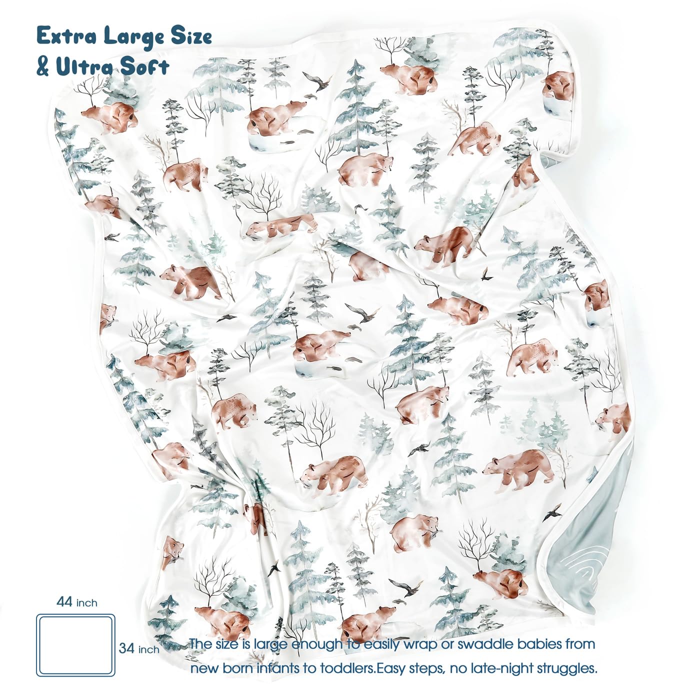 GRSSDER swaddle double-layer 34x44 provides cozy, breathable warmth