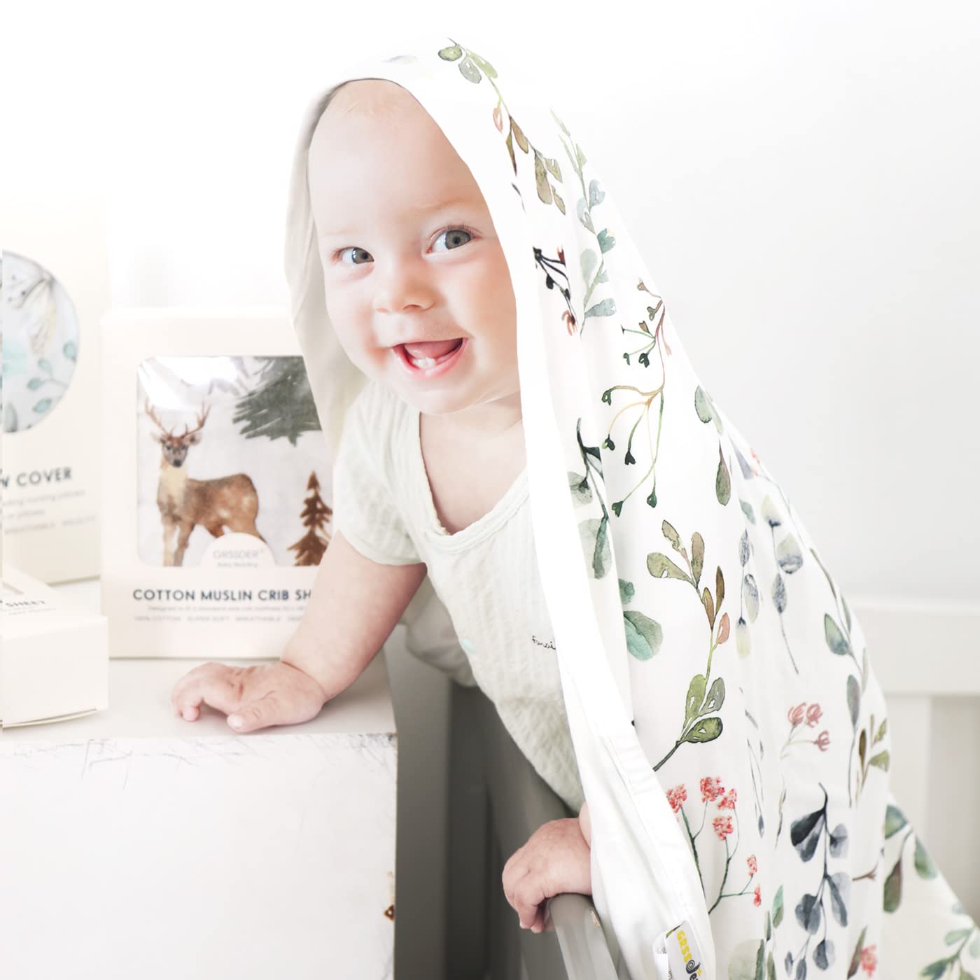 GRSSDER swaddle-utility image demonstrates nap-time and tummy-time use.
