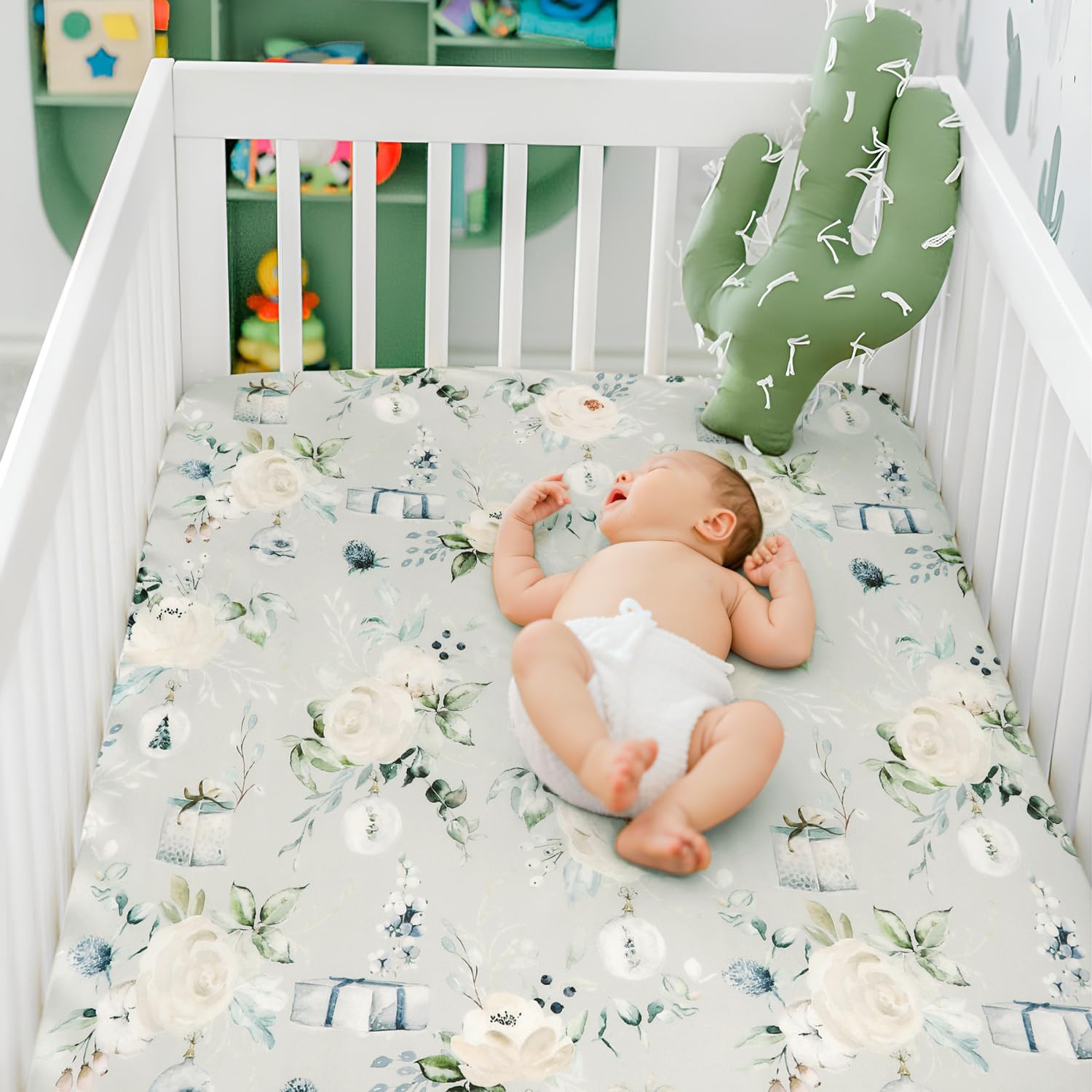 GRSSDER two-pack crib sheets offer convenient matching bedding options.