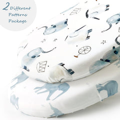 GRSSDER universal-fit bassinet sheet showing 32x16x5 inches for versatile use.