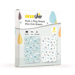 GRSSDER universal-fit pack n play mattress image highlights elastic edges.