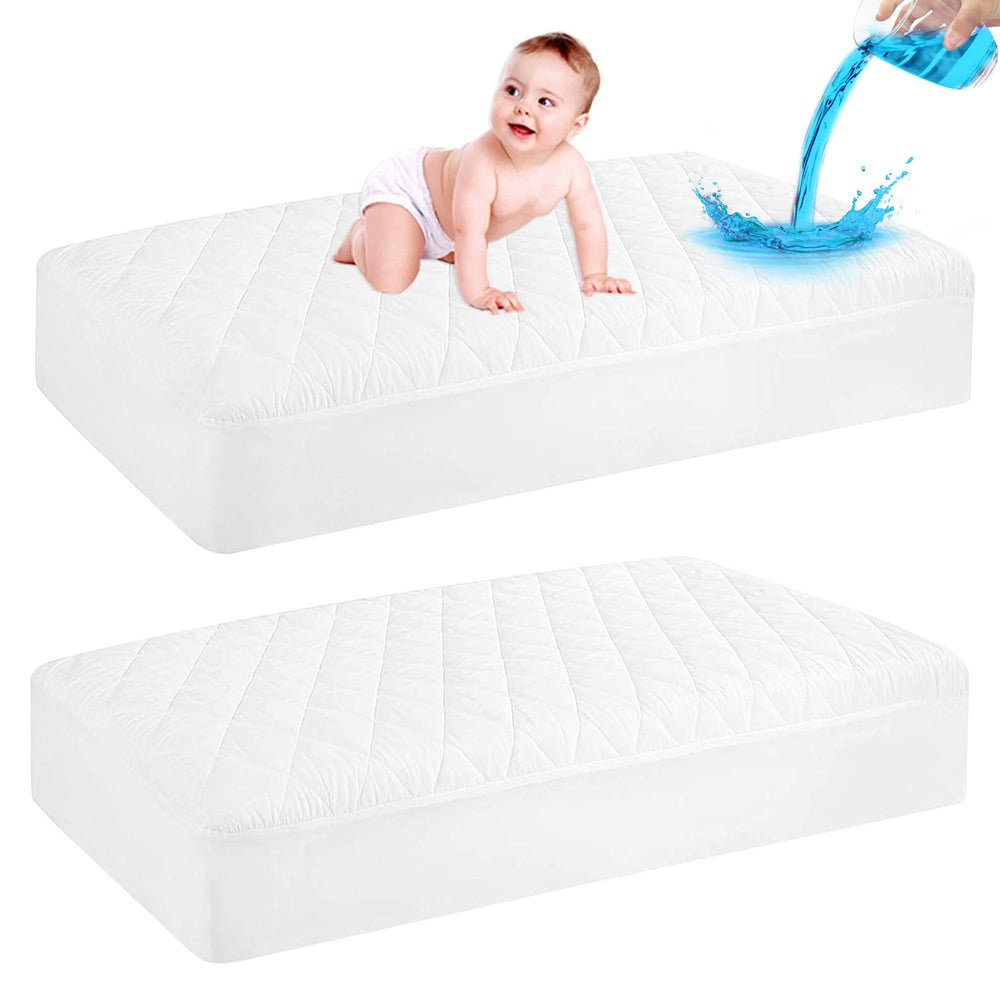 GRT 2 Pack Waterproof Crib Mattress Protector pack image showing quick-change versatility