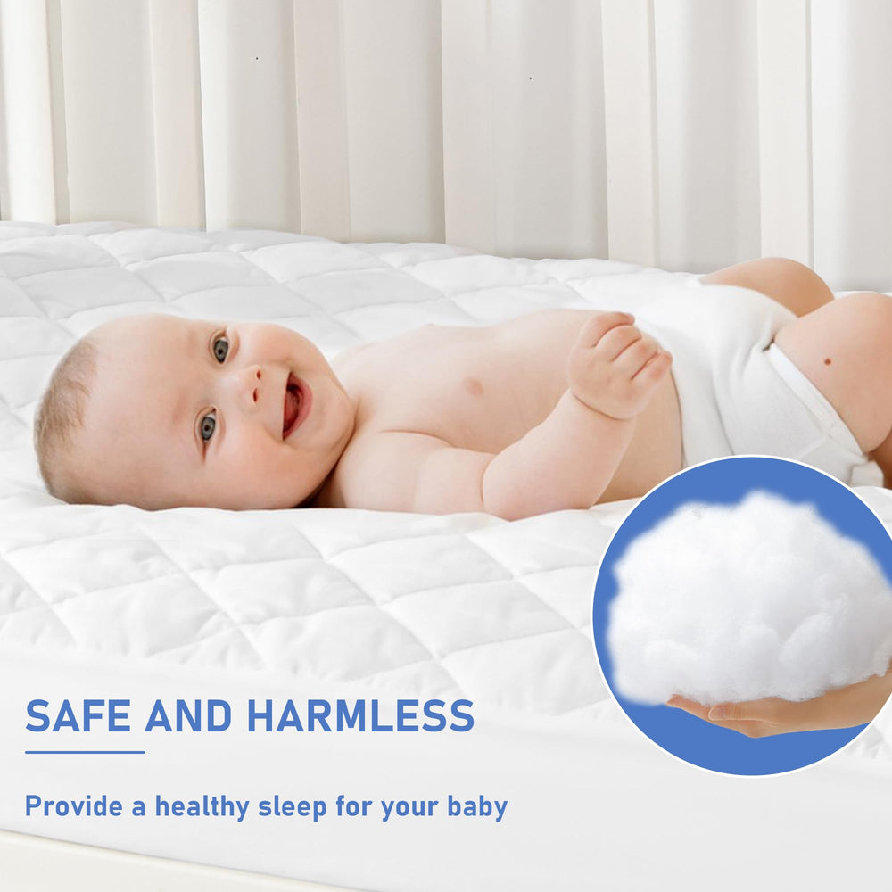 GRT quilted mattress cover soft breathable keeps baby comfortable during naps.