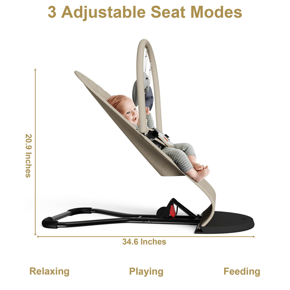 Gryvoth portable baby bouncer seat bounce mode responding to baby movements for motor skills.