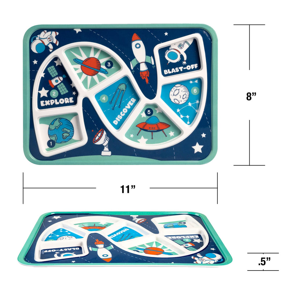 GSM Brands Kids Dinner Plate 7-Divided Portions Closeup promotes balanced meals and portion awareness
