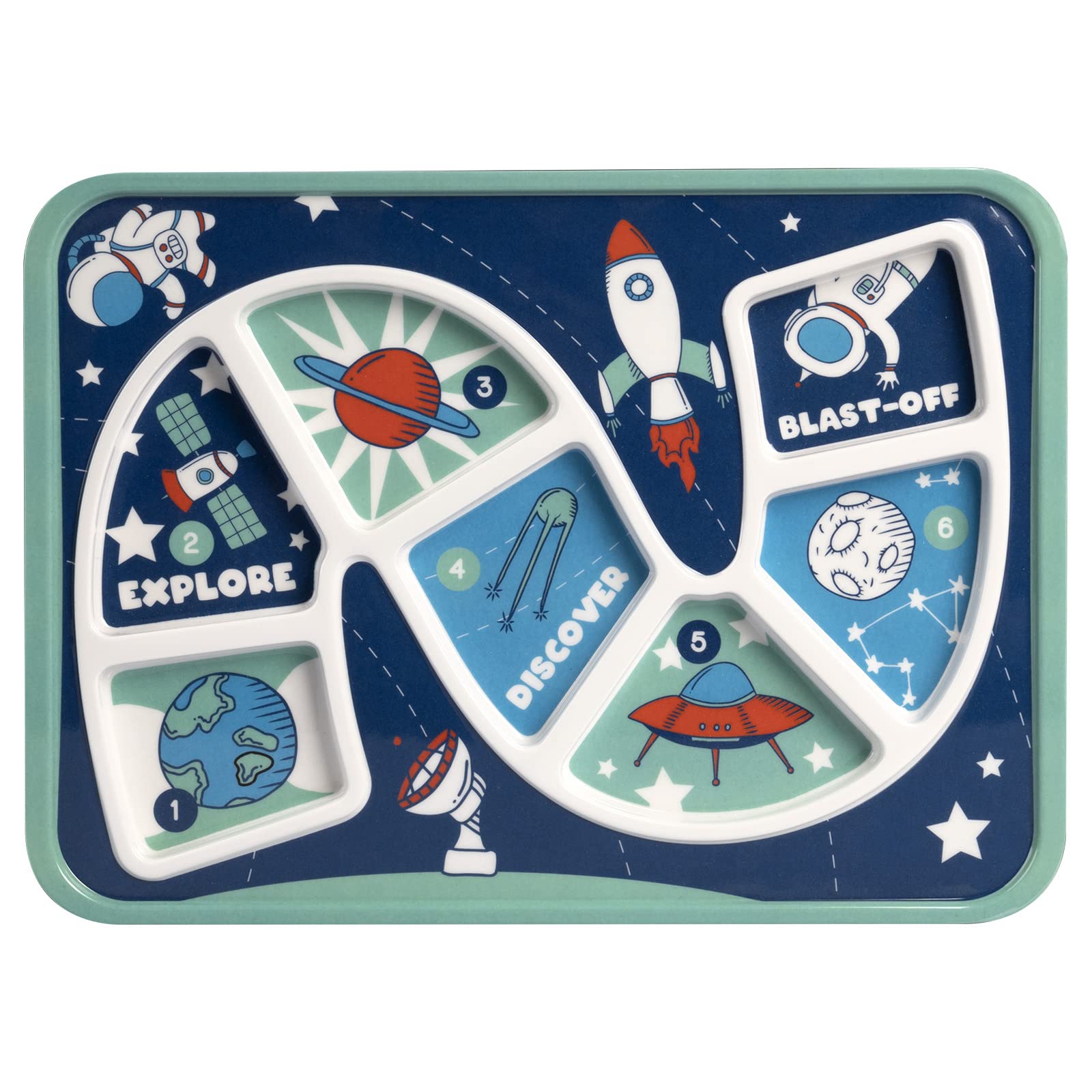 GSM Brands Kids Dinner Plate Space-Themed Astronaut hero helps make meals engaging and mess-free