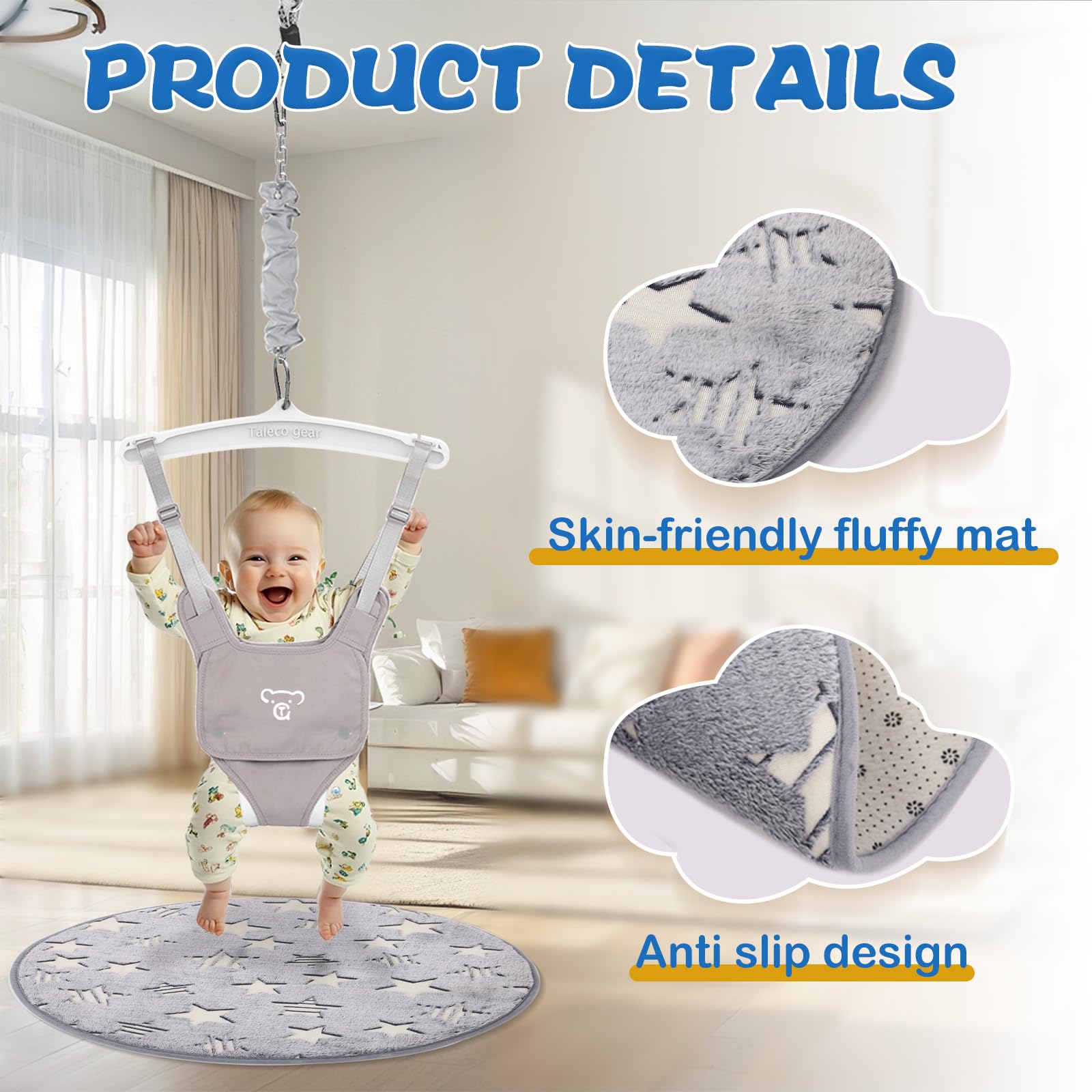 G TALECO GEAR adjustable chain close-up for growing babies and customizable height.