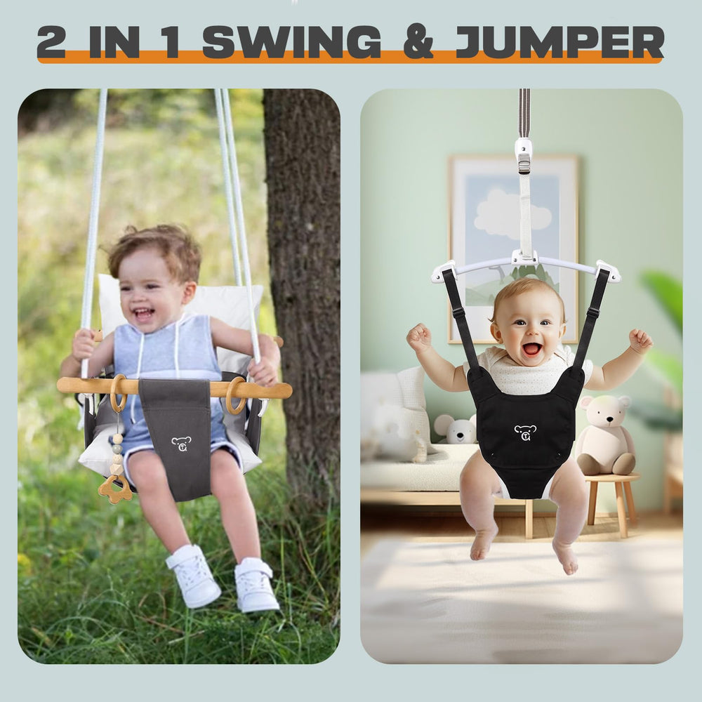 G TALECO GEAR baby jumper in use provides gentle bouncing for curious babies