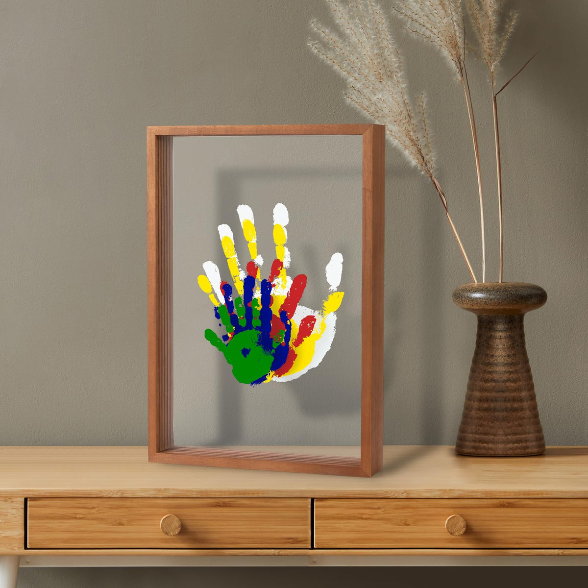 Guanshiya Family Handprint Kit frame front for a personalized keepsake display