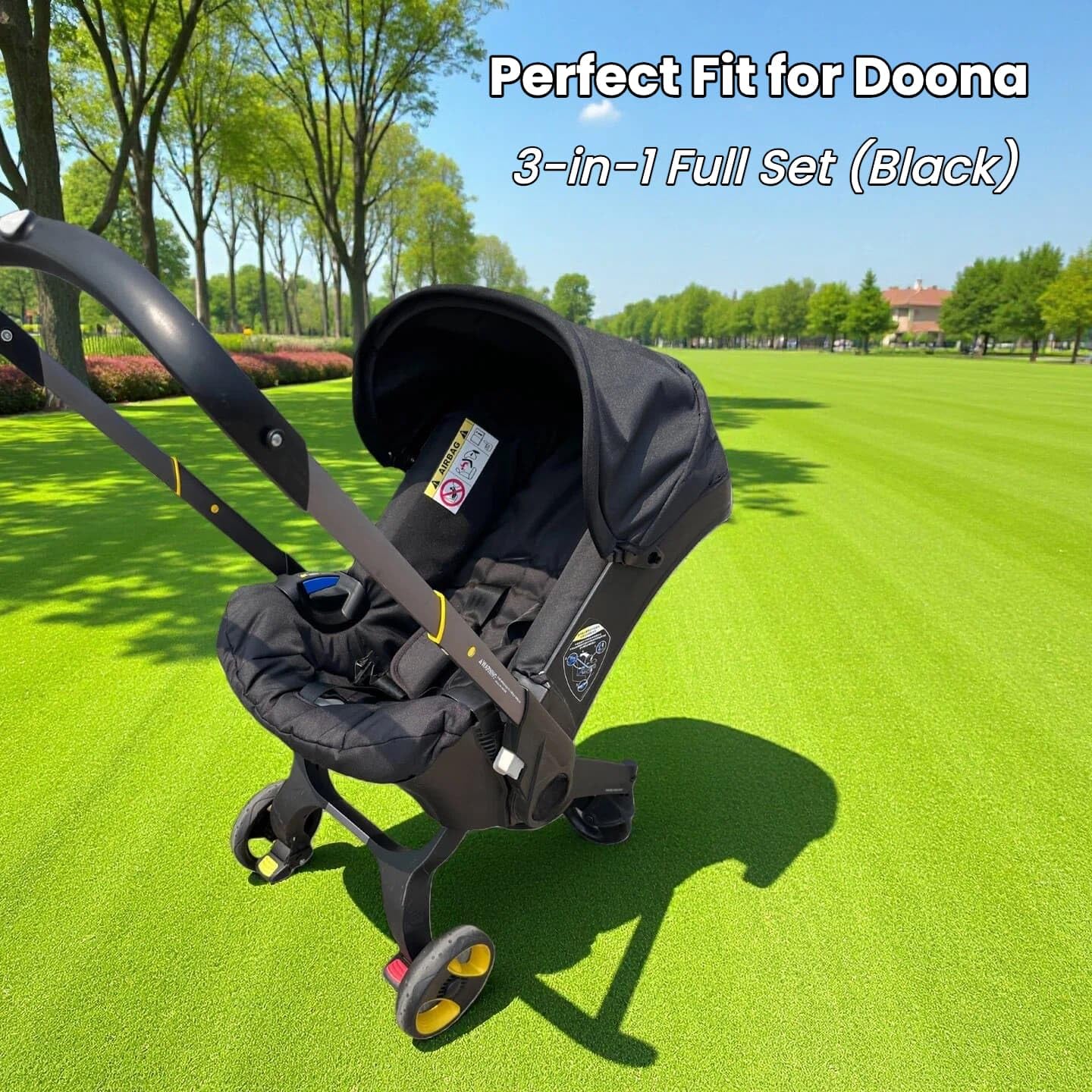 Guardian Panda seat mat close-up showcases durable padding for cushioned comfort on every stroll.