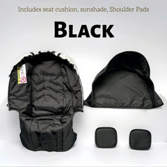 Guardian Panda sunshade canopy shields baby from sun while keeping a sleek look.