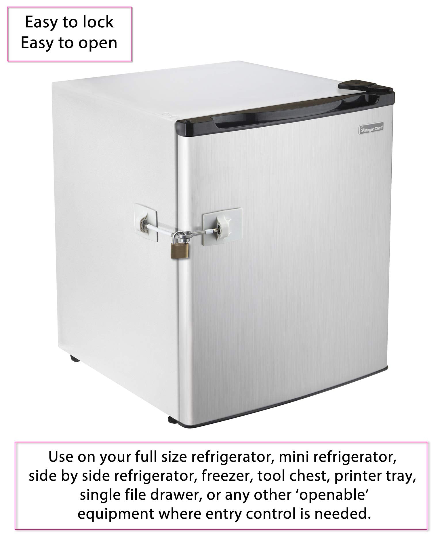 Guardianite 2-pack fridge lock no-drill installation demonstrates easy setup.