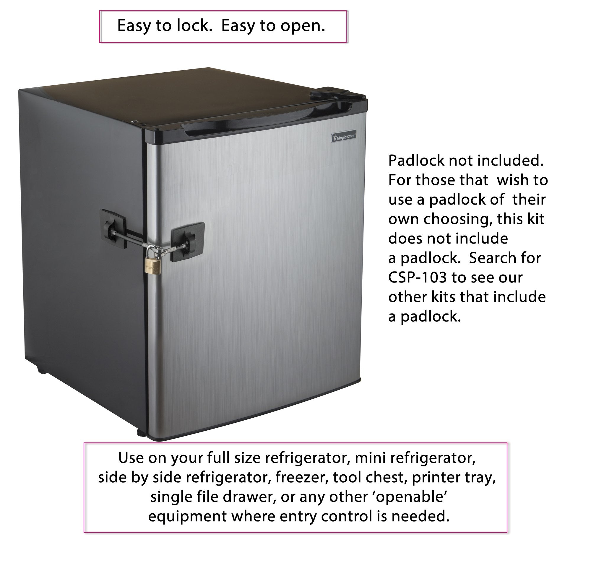 Guardianite 2-pack refrigerator lock is mounted on a fridge door, showing secure fit.