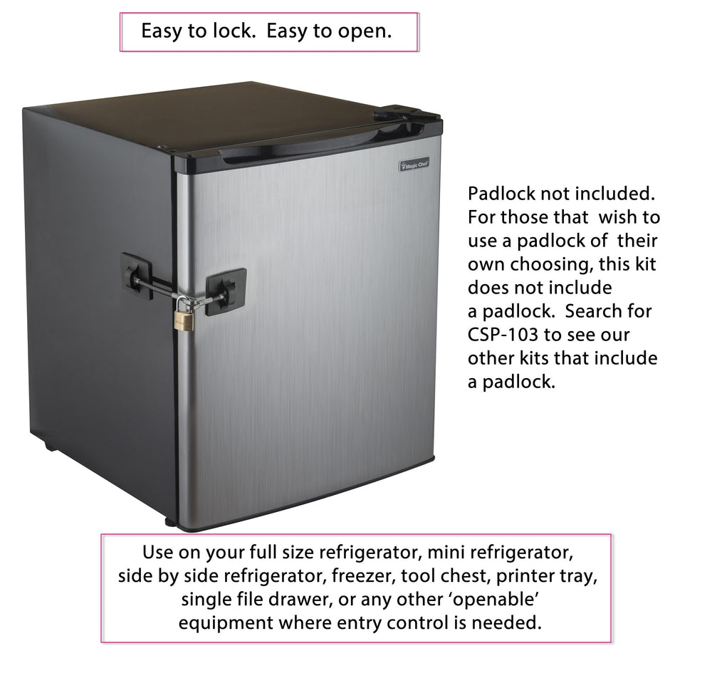Guardianite 2-pack refrigerator lock is mounted on a fridge door, showing secure fit.