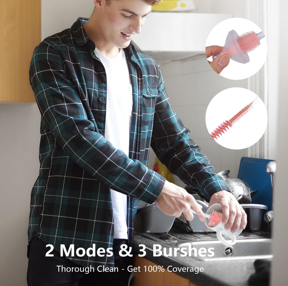 GUARDIX textured grip design enhances comfort during bottle cleaning.