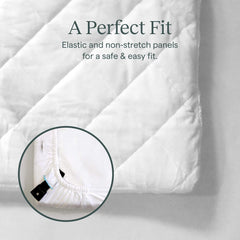 Guava Family travel crib sheet elastic-sections adapt to snug fit.