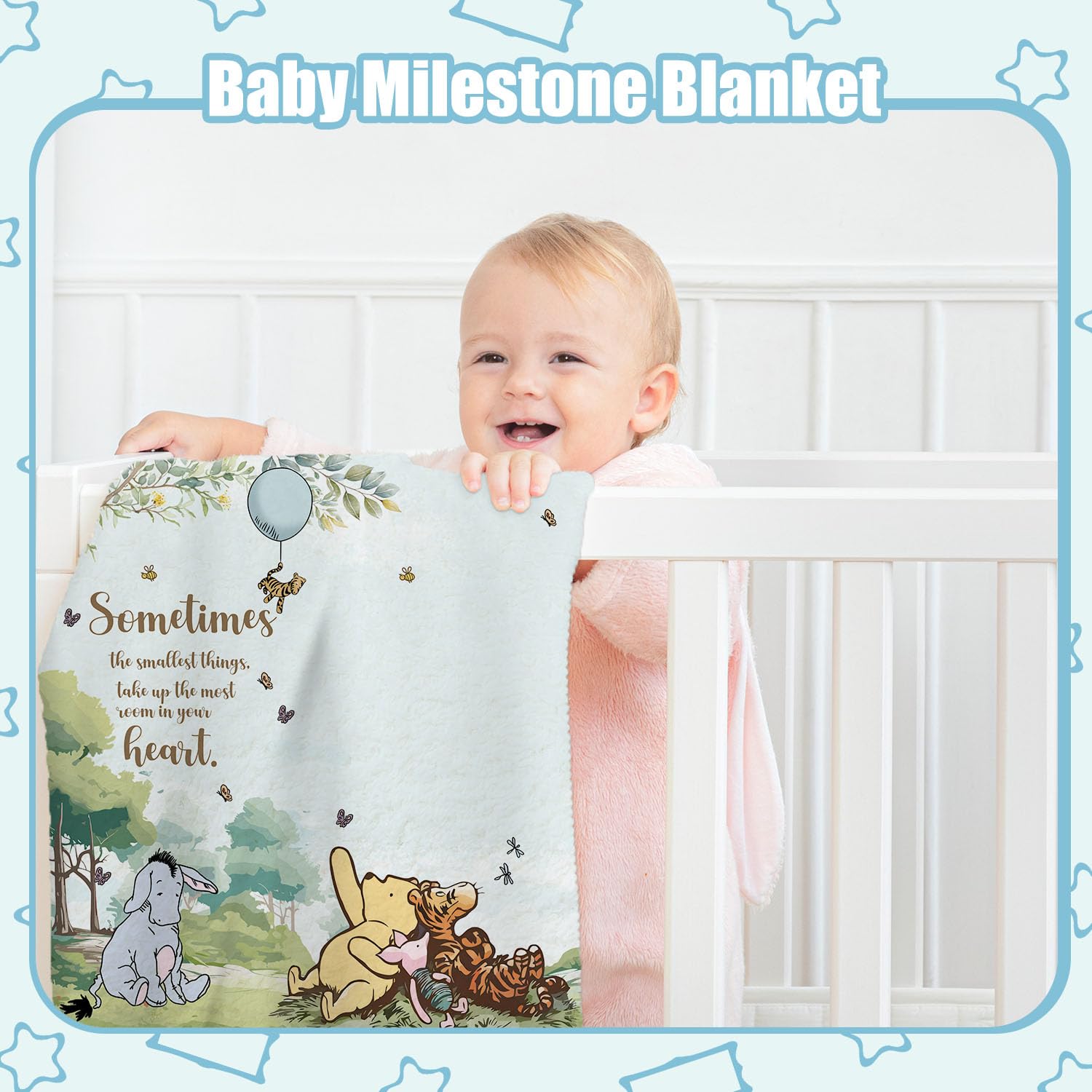 Guawubiang Winnie blanket in use during baby photos, ideal for monthly milestone shots
