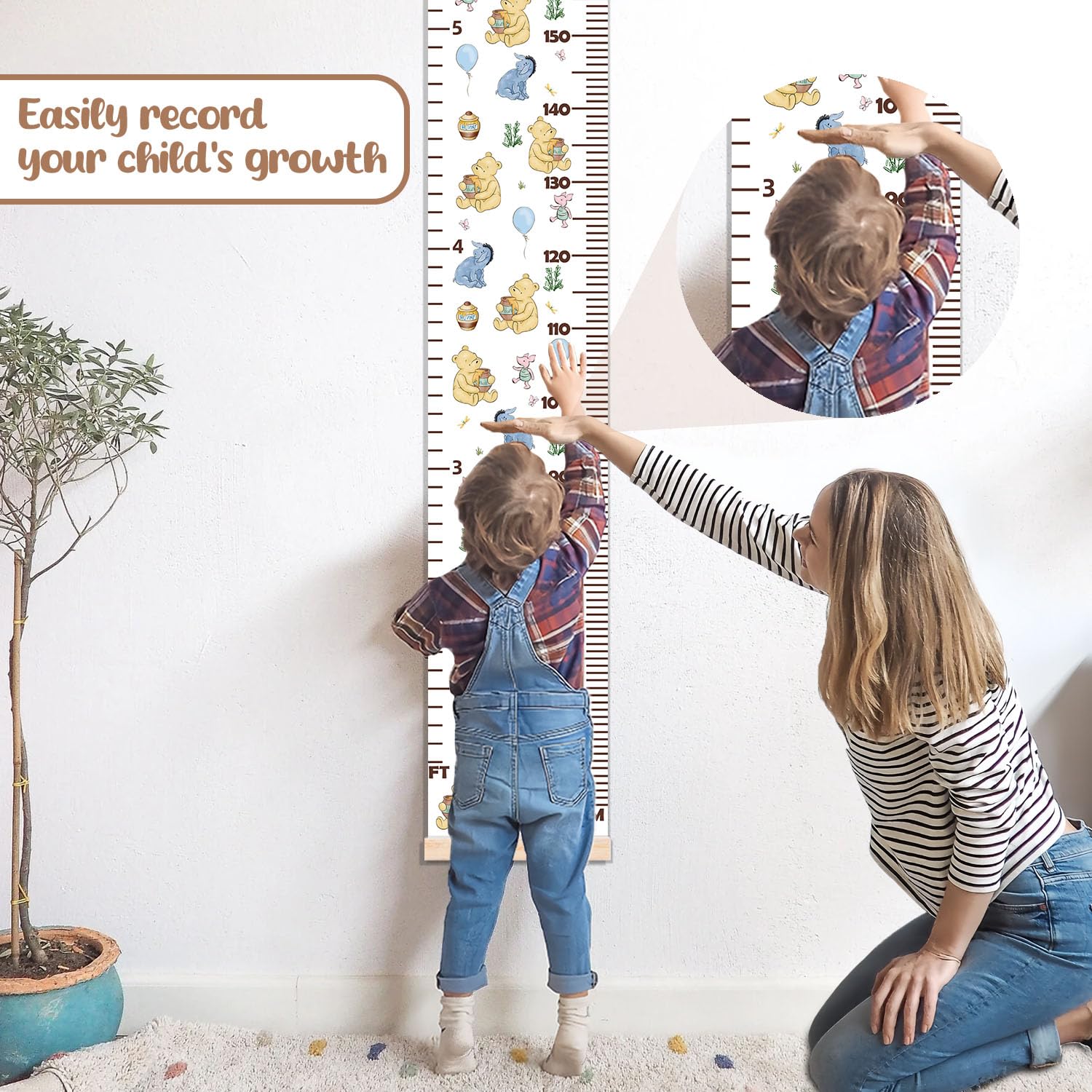Guawubiang Winnie height chart ideal for nursery decor and kids' room storytelling.