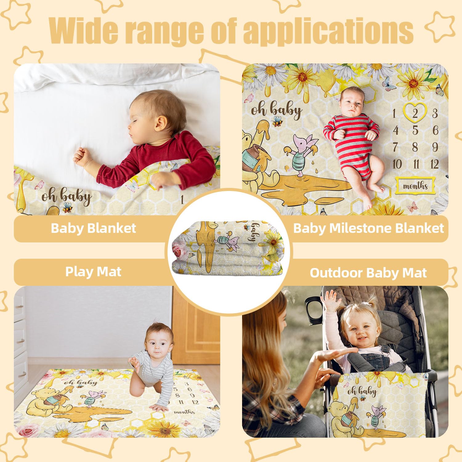 Guawubiang Winnie milestone blanket baby cuddles setup ready for photo memories