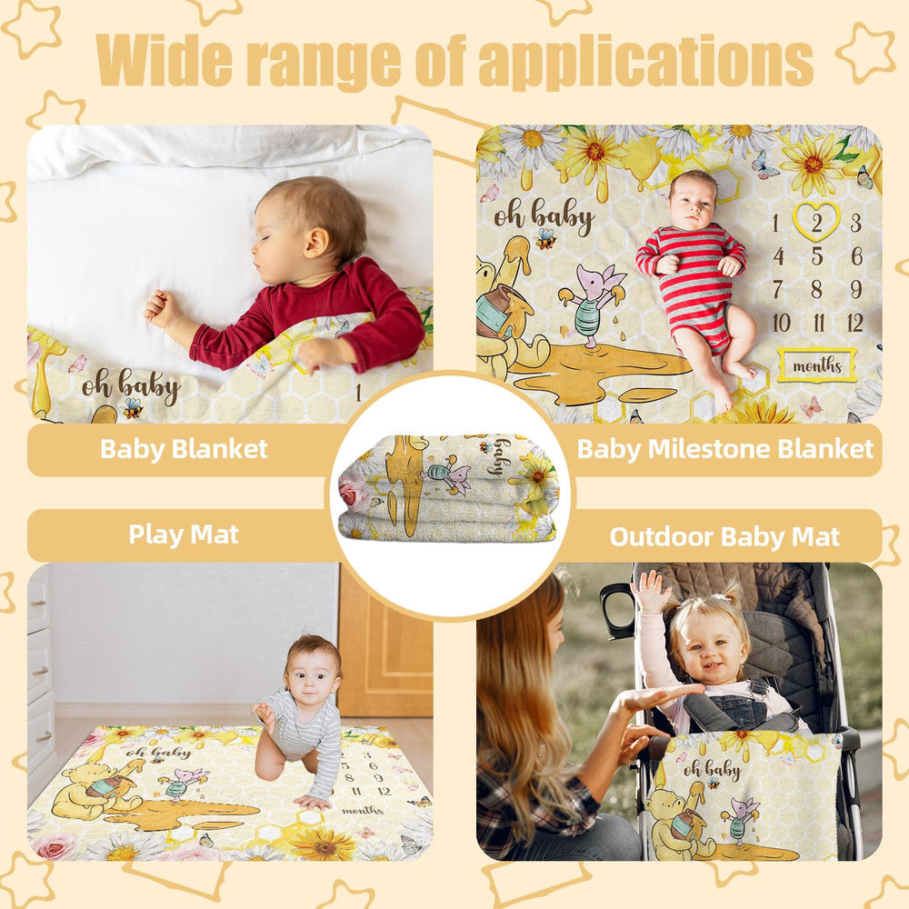 Guawubiang Winnie milestone blanket baby cuddles setup ready for photo memories
