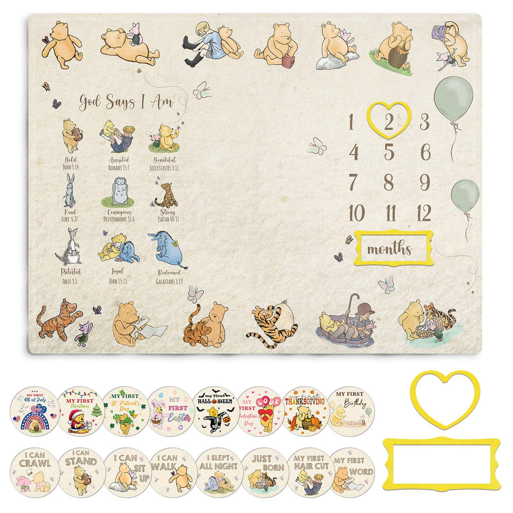 Guawubiang Winnie milestone blanket close-up for charming baby photos
