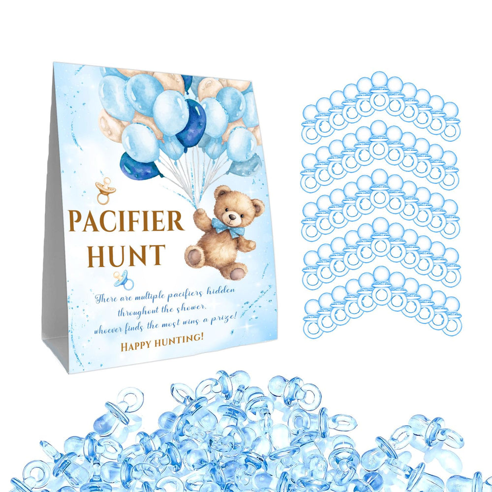 Guawubiang Winnie pacifier hunt sign blue side enhances baby shower decor theme