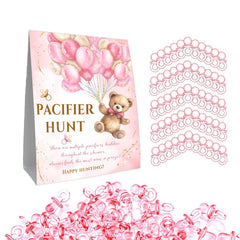 Guawubiang Winnie pacifier hunt sign with a cute bear design for baby shower decor.