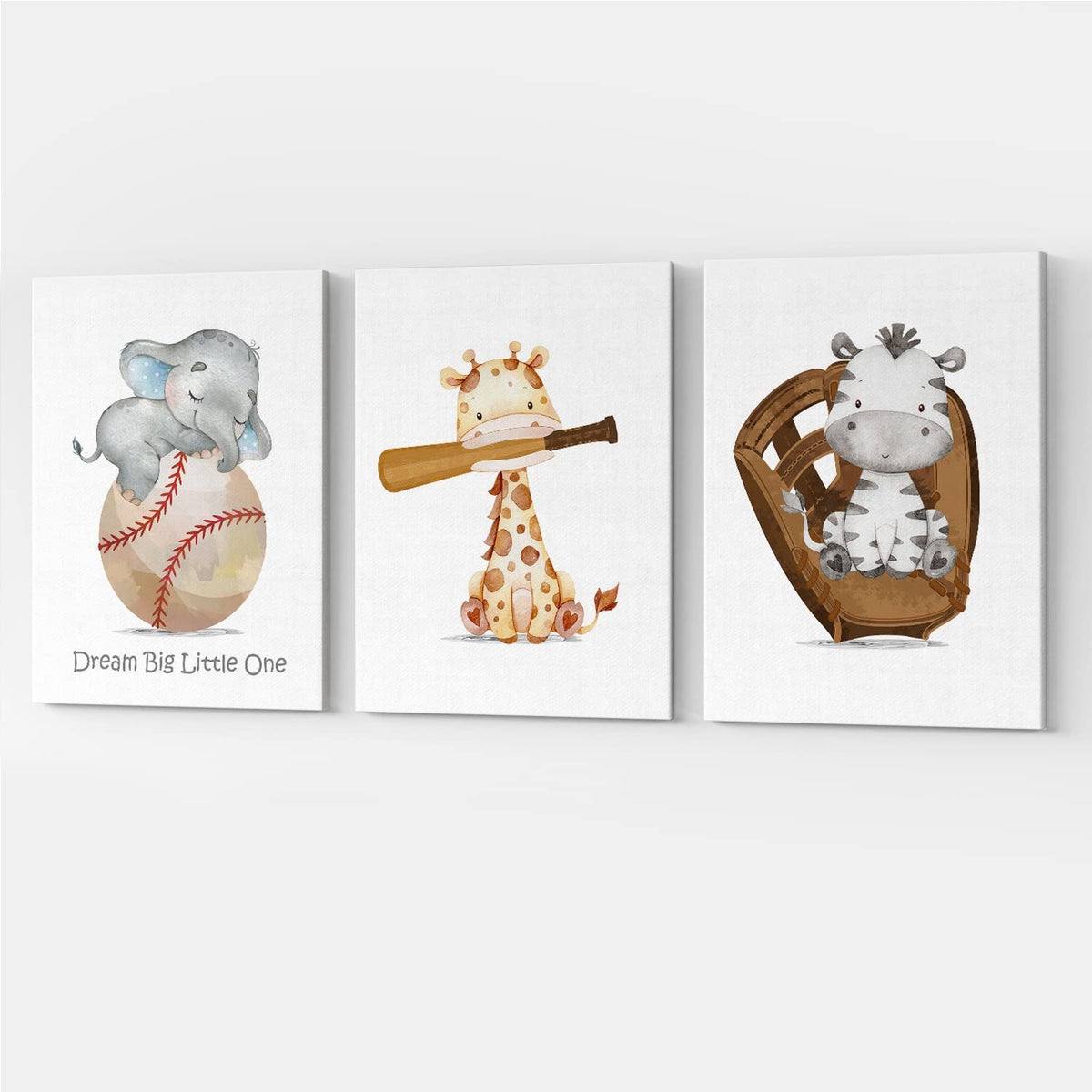 GUBIYU baseball wall art framed canvas adds bold color to a boy's room.