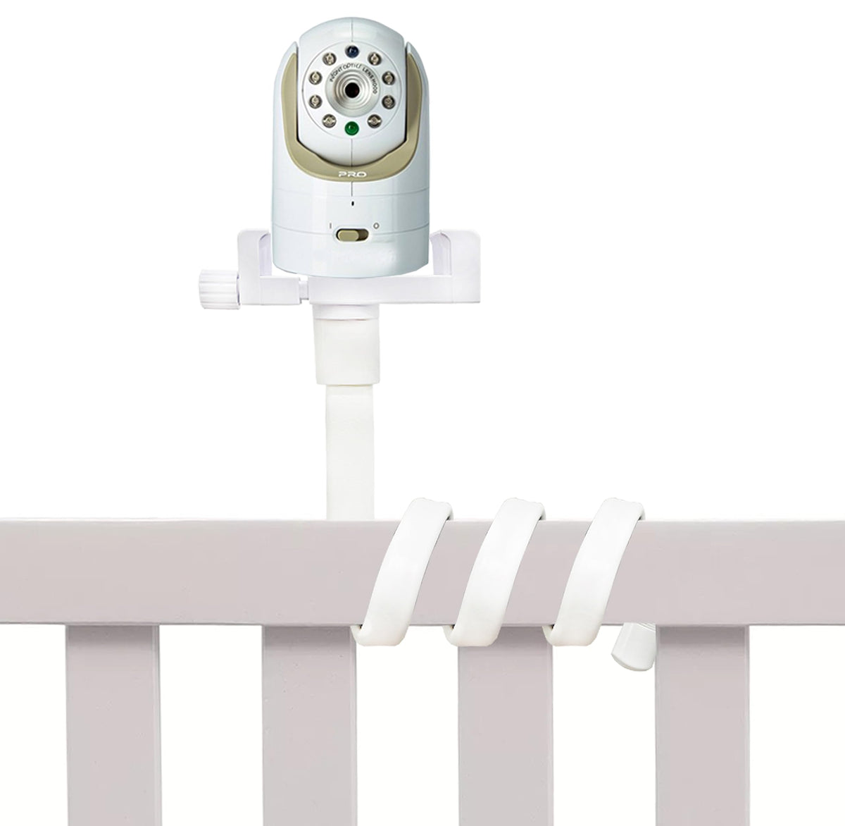 GUCHO baby monitor mount crib-setup demonstrates stable, adjustable crib placement for clear video.