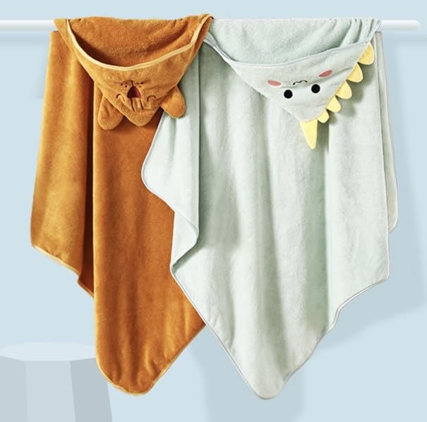 Gucilulu dinosaur hood dries baby's hair gently and warms after bath.