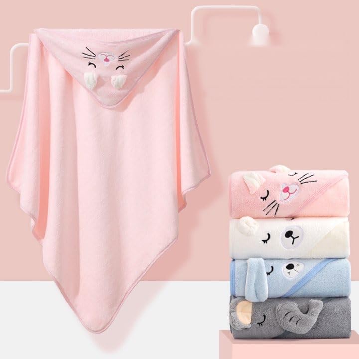 Gucilulu Hooded Baby Towel blue puppy soft fiber close-up highlighting plush texture