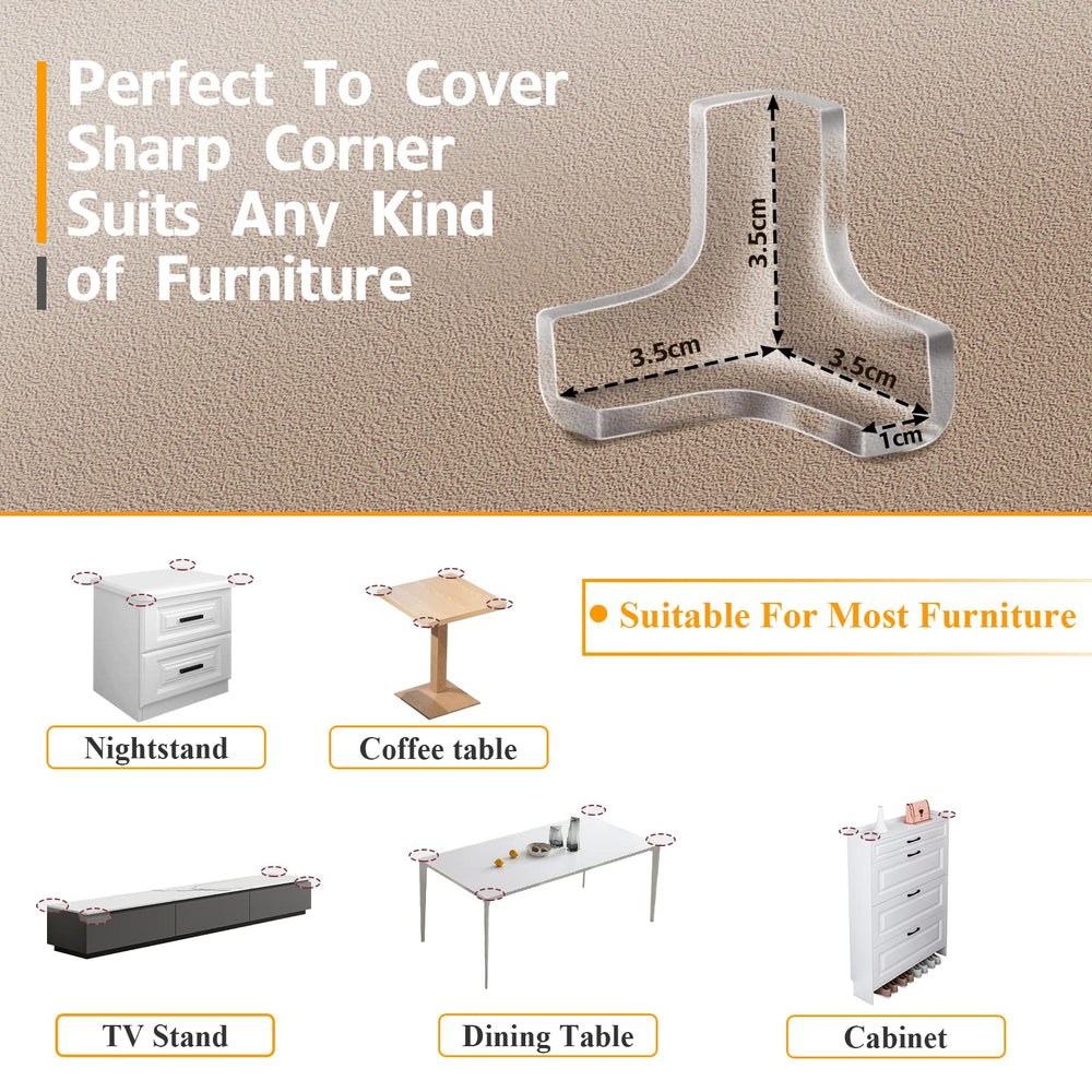 Gudui 24-pack corner protectors on wood, metal, glass surfaces for safer edges.
