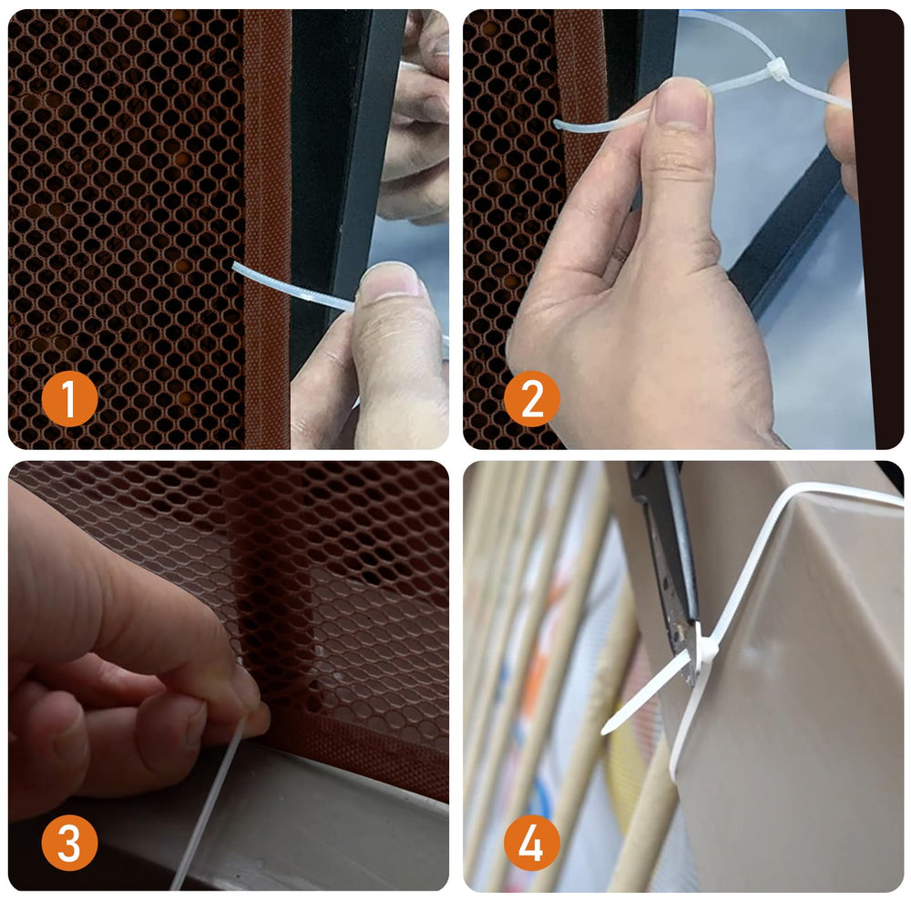 Gudui 66ft-26ft dimension brown net illustrating long railing coverage in a hallway.