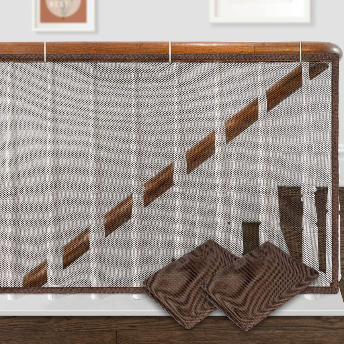 Gudui baby safety stair net assembly view with secure fit and durability.