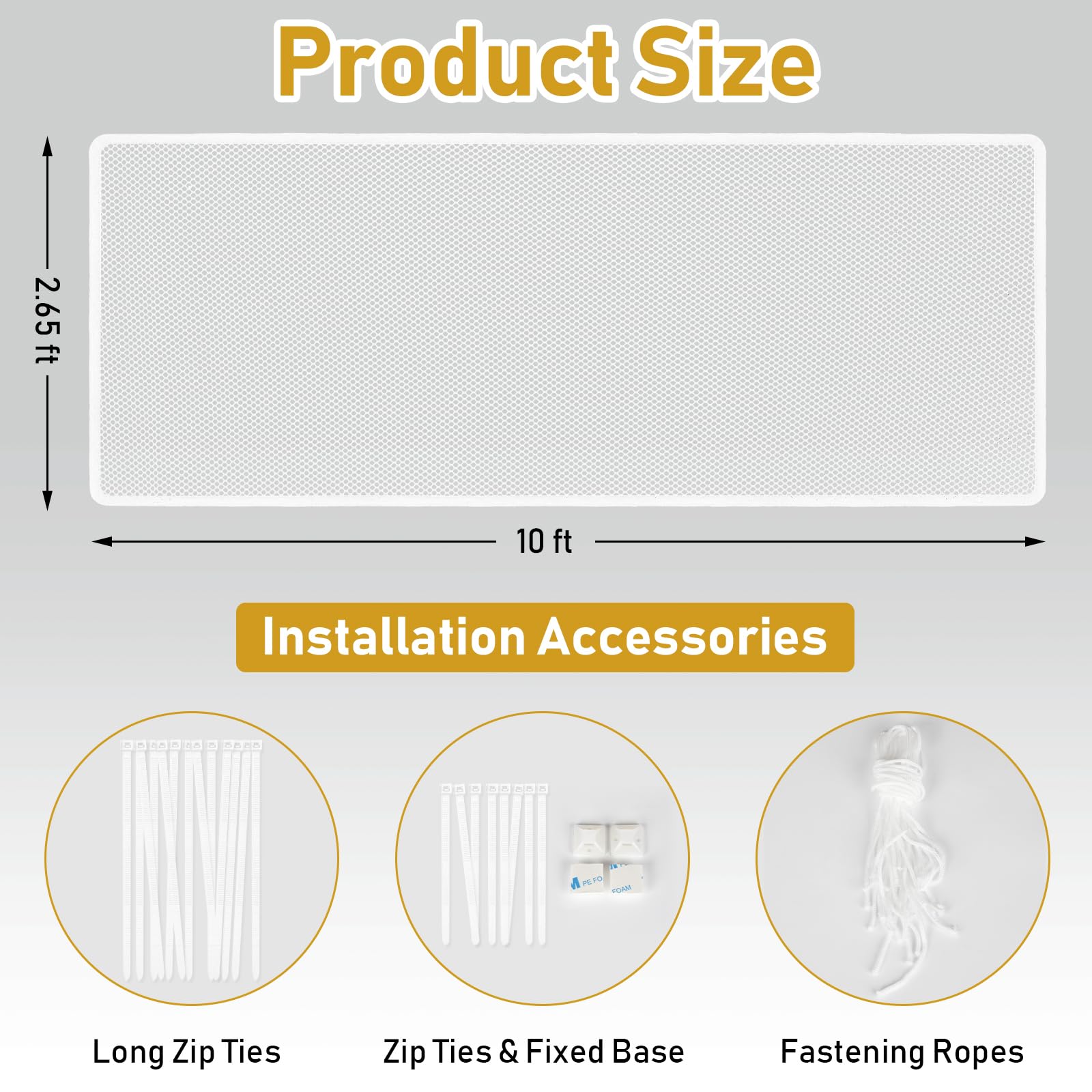 Gudui Banister Guard Net installation steps illustrate quick zip-tie setup for easy rail safety.