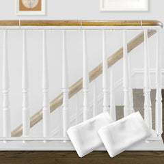 Gudui safety-net on a stair banister demonstrates easy installation for childproofing.