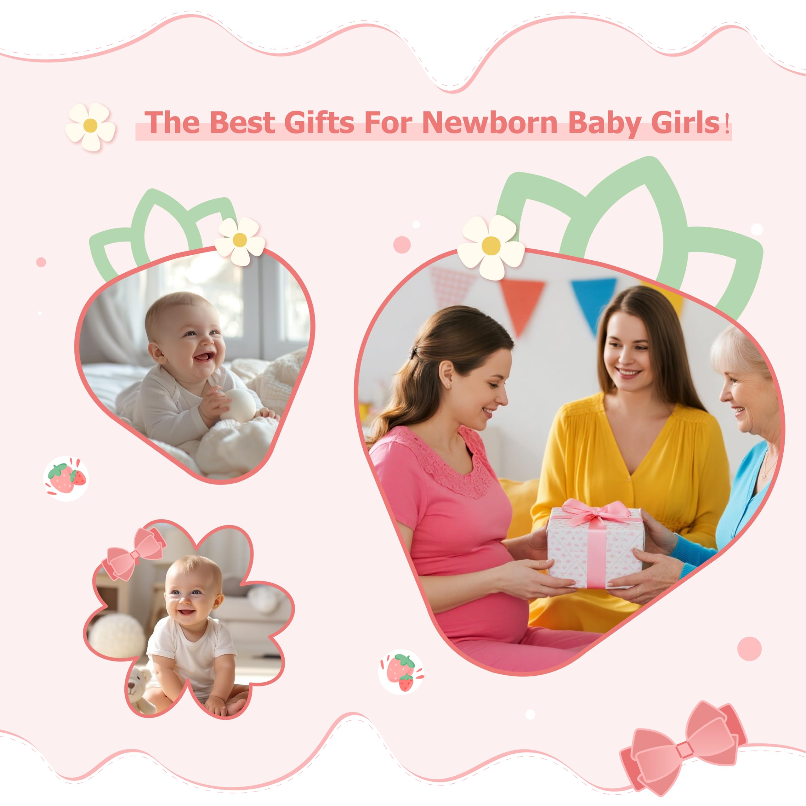Gueiddi gift-for-new-parents strawberry bow mobile for newborns and baby showers.