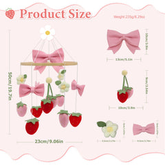 Gueiddi pink bow strawberry nursery mobile soothes babies with gentle sway.