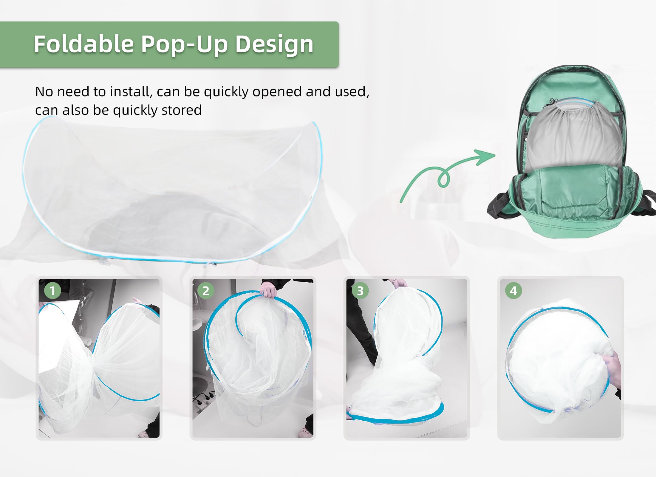 Gugxiom blue mosquito net for bed provides breathable shelter during hot nights.