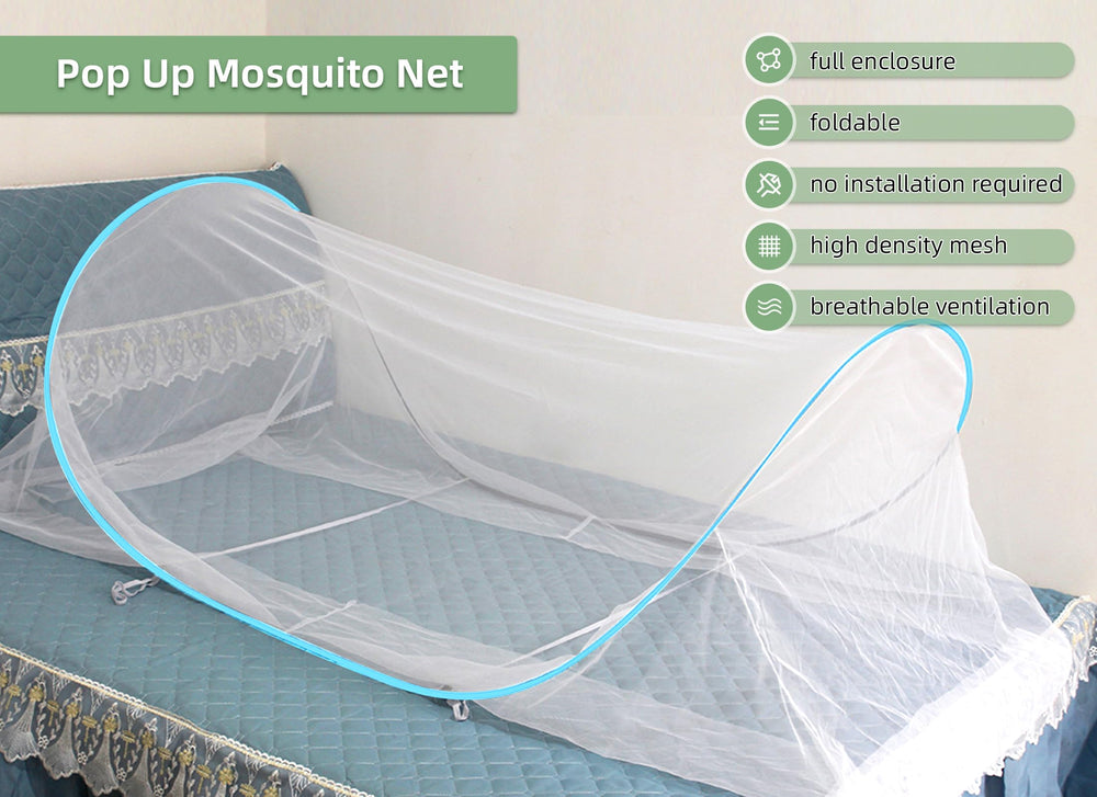 Gugxiom foldable mosquito net compact packs easily for travel and camping.