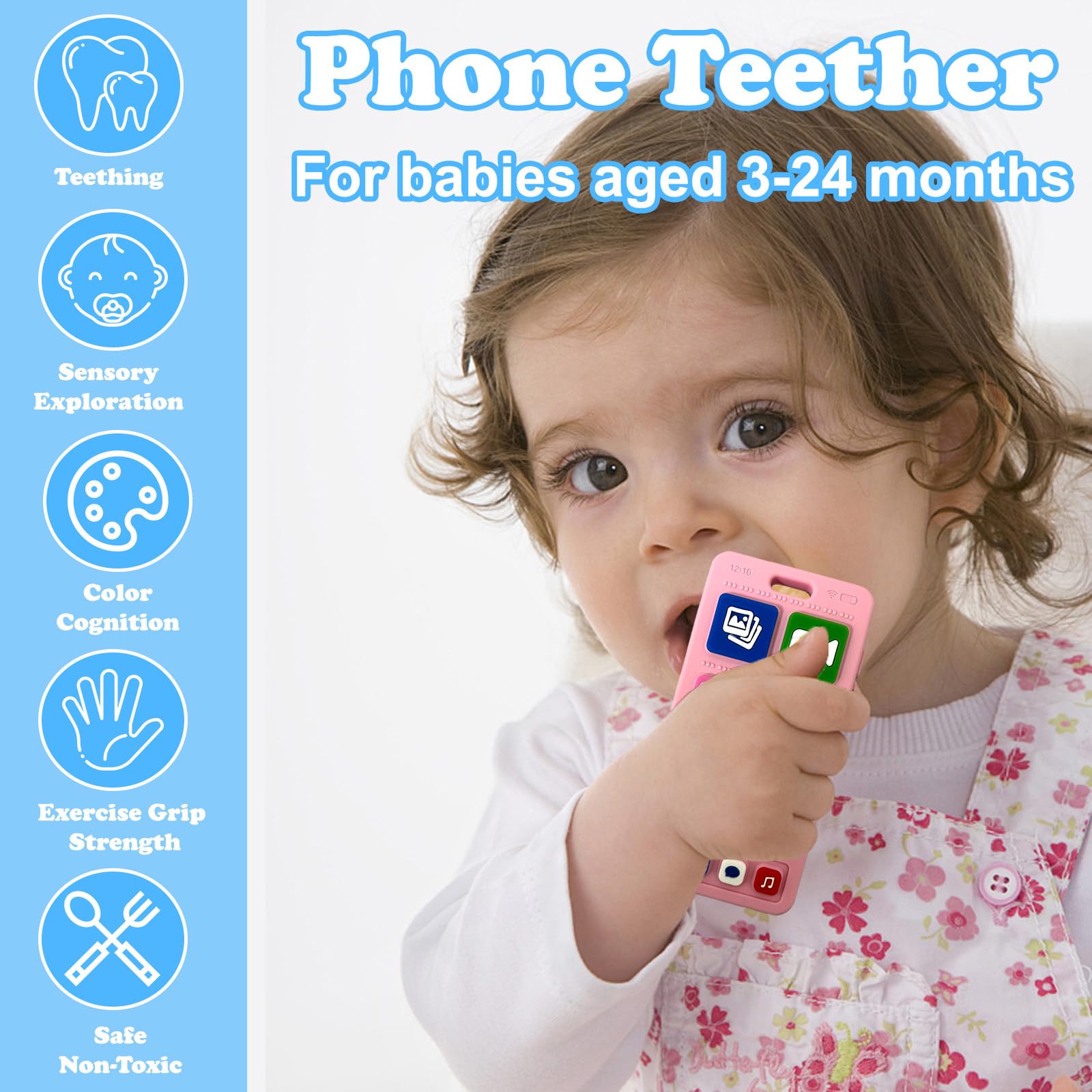 Guiguzhj baby grip teether in hand, easy to hold for tiny hands